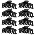 TOCESS Hair Claw Clips for Women - 8PK Large Neutral Matte Jumbo Hair Clips for Thick, Thin, Long, Short, Curly Hair Girls, Big Jaw Clip Set for Daily Use(Midnight Black)