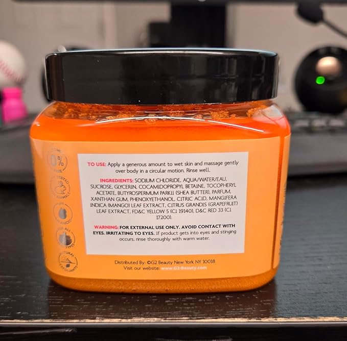 The Spathecary Grapefruit & Mango Sugar Scrub - Exfoliating & Hydrating Body Scrub With Shea Butter & Vitmain C to Help Brighten & Soften Skin for a Radiant Glow, Body Care Exfoliator & Cleanser, 21oz