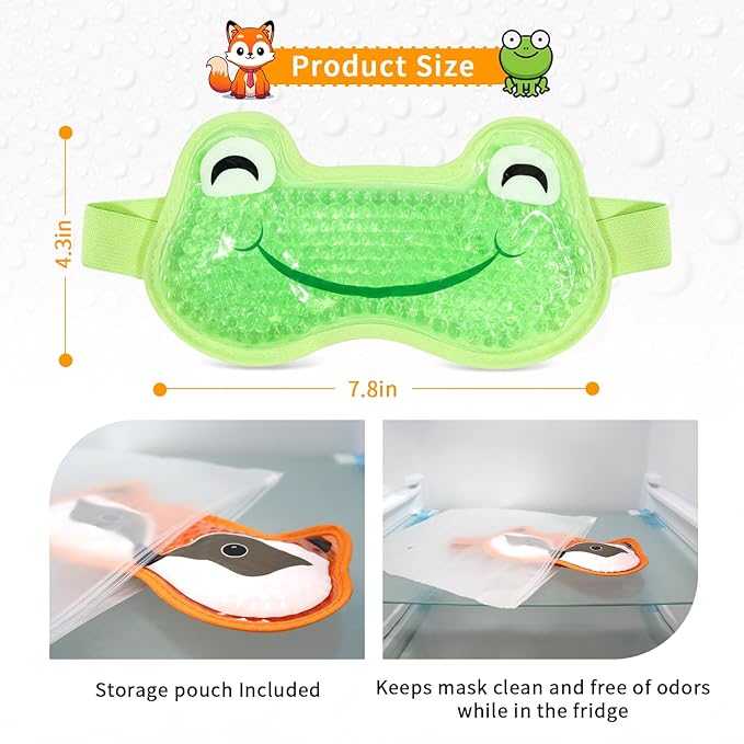 CONBELLA 2PCS Cooling Eye Mask Gel Eye Mask, Reusable Hot Cold Therapy Cold Eye Mask for Post Surgery, Puffiness, Dark Circles, Eye Bags, Dry Eyes, color:Orange Green，number_of_items:2