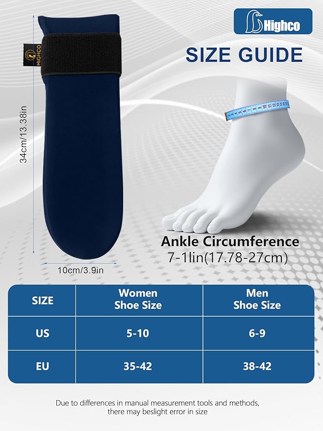 highco Ankle Ice Pack Wrap for Swelling and Injuries Recovery,Cooling Ice Sock for Foot,Ice Pack for Ankle Compression,Plantar Fasciitis & Achilles Tendonitis Relief,Navy Blue