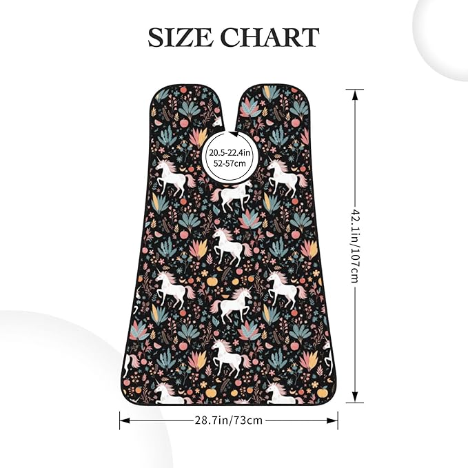 Professional Beard Bib, Non-Stick Hair Catcher Apron Waterproof, Shaving Grooming Essential for Men Dad, Halloween Unicorns Horse Flowers Black Shave Bib