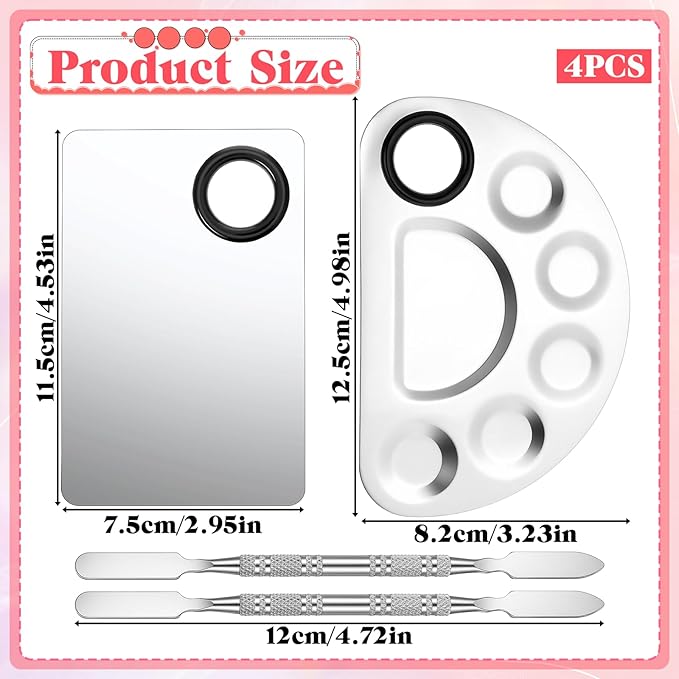2 Set Makeup Palette Tray with Spatula, Makeup Mixing Palette