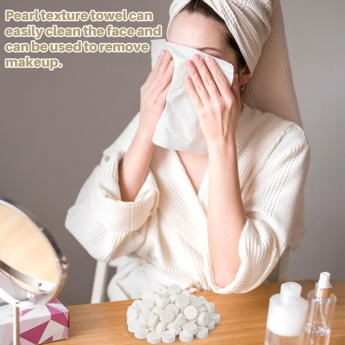 RAQEHO 100 Compressed Towel Tablets - Face Towels Disposable for Travel