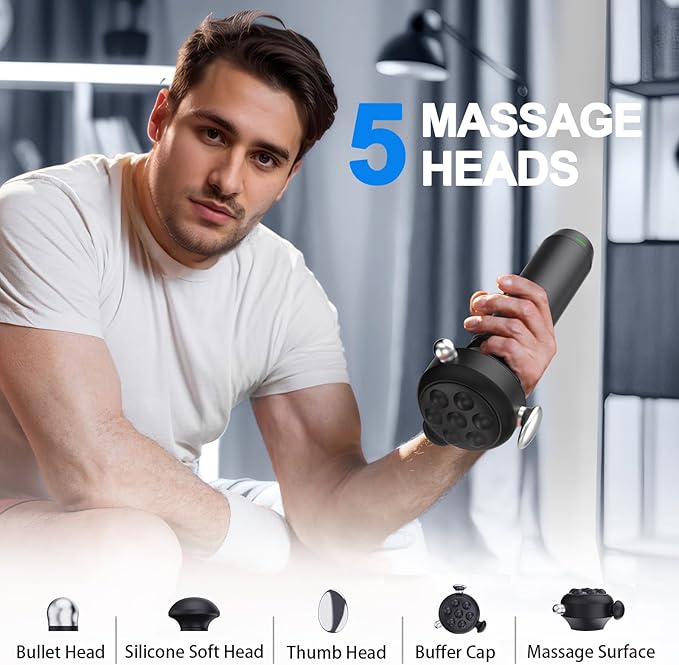 RapidGun Pro Max Vibration Therapy Massage Gun, 6500RPM Handheld Deep Tissue Muscle Massager, Fascia Release Massage & Neck, Back & Full Body Pain Relief – Gifts for Him and Her