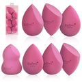 Makeup Sponge Set (4 Shapes 7 pcs) - Latex-Free Blending Sponge for Liquid, Cream & Powder, Soft Reusable Beauty Sponge for Wet/Dry Application, Face Foundation Blender (Rose Red)