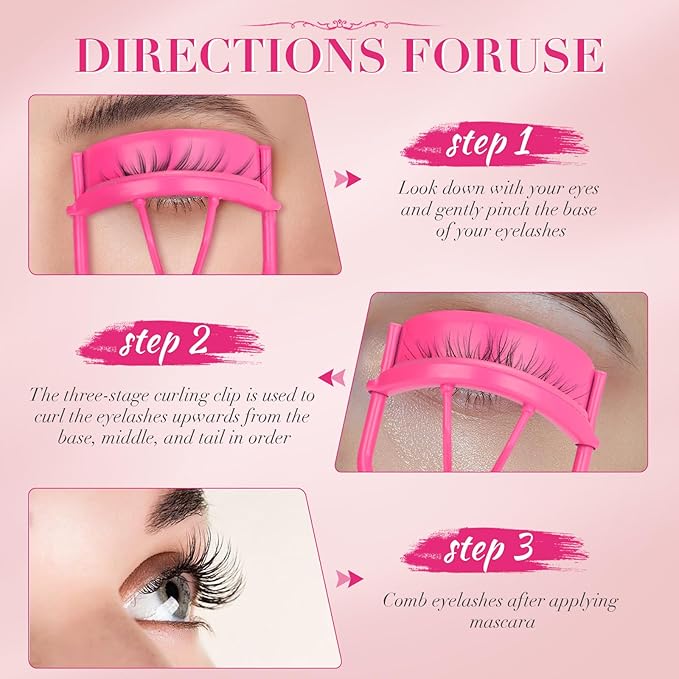 ODELY Eyelash Curler with Pads, Lash Curler with 10 Extra Silicone Replacement Pads, Comfortable Grip for Effortless Curling – Eyelashes for the Perfect Eye Contour (Light Pink)