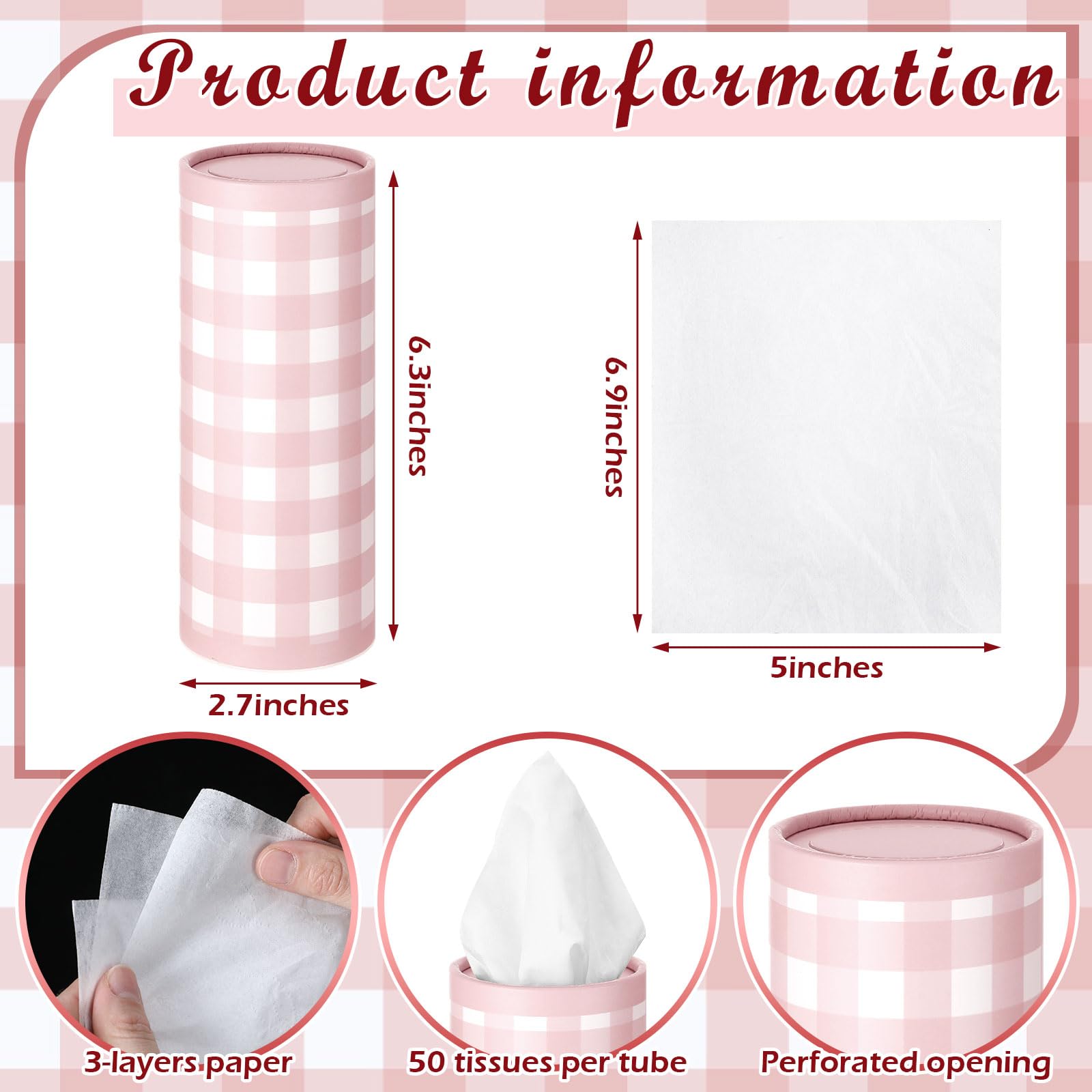 Fourluoo 12 Pack Spring Tissue Boxes for Car Cylinder Bulk Colorful Plaid Round Cylinder Holder with 3 Ply Facial Tissues for Spring Easter Travel Bathroom Office Decoration Supplies