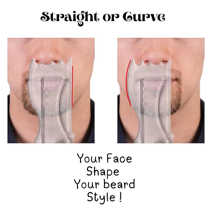 Sasha Square Adjustable Beard Shaper Template For Men- Kit With Flexible Beard Stencils, Barber Pencil & 3 Pcs Foldable Facial Razors, Style Beard As Per Your Face Shape (Beard Shaper - Transparent)