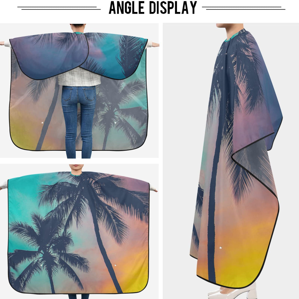 visesunny Barber Cape Retro Filtered Hawaii Palm Tree Polyester Hair Cutting Salon Cape Apron Anti-Static Haircut Water-Resistant Shaving Cloth Beard Shaving Bib Hairdressing Cape