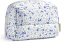 BAGSMART Puffy Makeup Bag, Wide Opening Cosmetic Organizer, Soft Water-Resistant Travel Toiletry Pouch for Women for Purse, Compact & Spacious