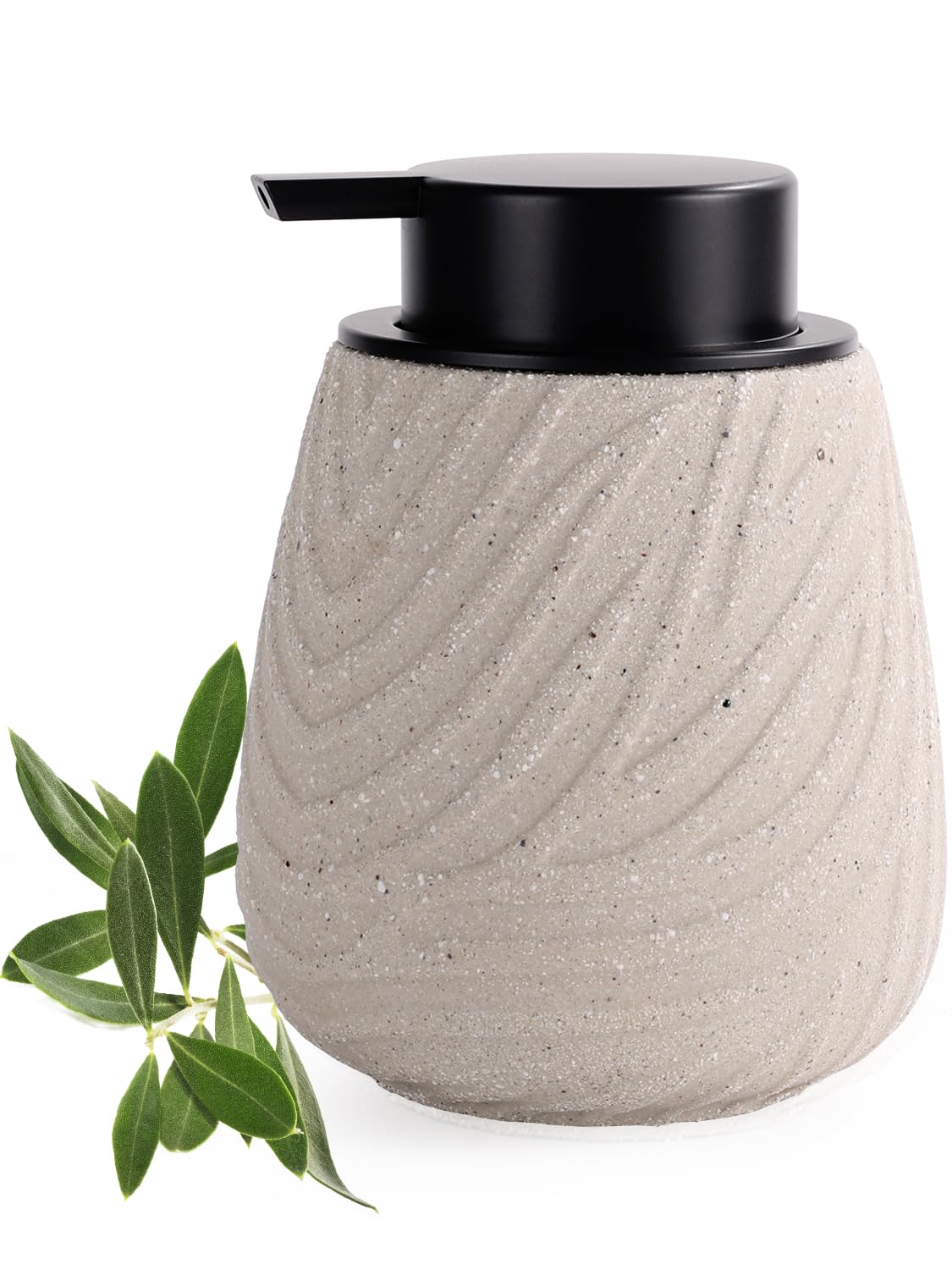 Avidanza 14 oz Ceramic Hand Soap Dispenser for Bathroom & Kitchen - Refillable Liquid Dish Pump with Non-Drip Design, Modern Farmhouse Style
