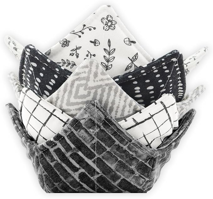 ROGITU Cotton Microwavable Bowl Cozy, Microwave-Safe Hot Bowl Holders, Soup Bowl Cozy Bowl Hot Pads (T)