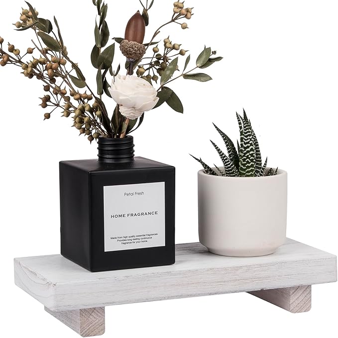Wood Bathroom Tray Farmhouse Decor Kitchen Soap Holder, 8.7" X 3.6" White