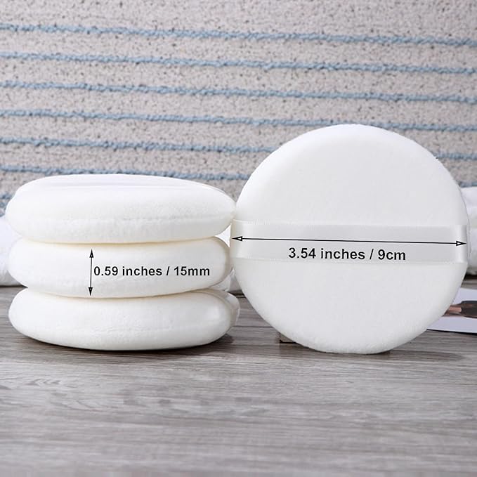 Qopoto Body Powder Puff and Container, Glass Box for Dust Puff, Powder applicator with Case for Dusting powder (colorful)