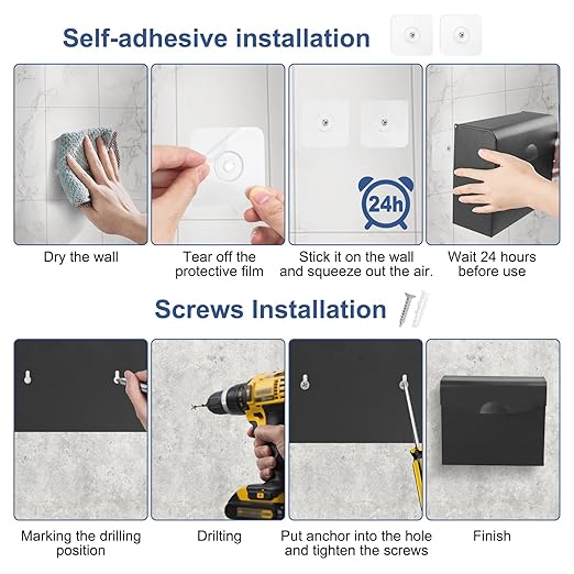 FAOEHN Sanitary Napkin Disposal Receptacle with Hygiene Disposal Bags and Trash Bag,9.4x7.8x3.5 inches Stainless Steel Wall Mounted Feminine Hygiene Disposal Trash Can Bin for Bathroom,Office (Black)