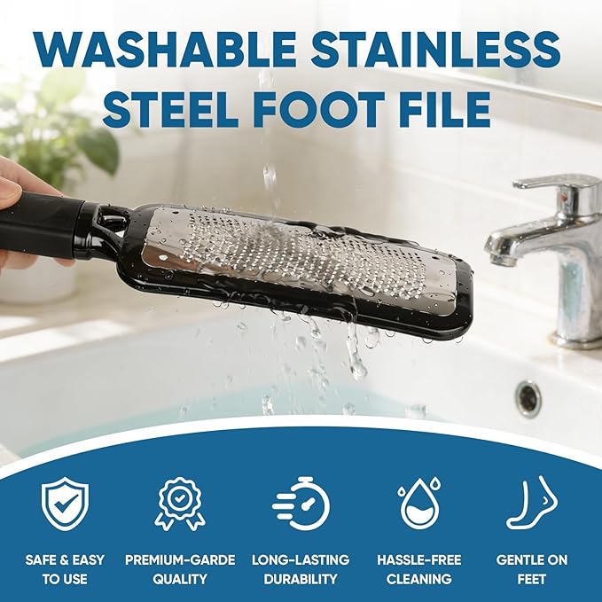 TEAWOO 3 Pack Foot Files Callus Remover, Stainless Steel Foot Rasp and Foot Scrubber, Professional Pedicure Tools for Dead Skin, Hard Skin and Calluses Removal