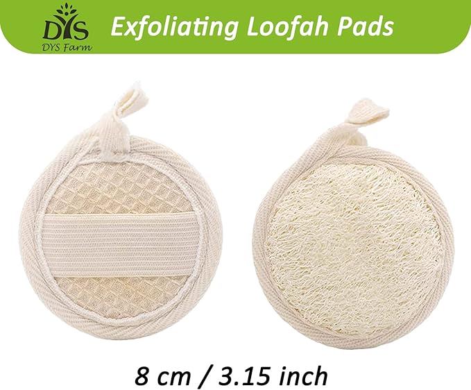 Face Loofah Pads Exfoliating Scrubber, Natural Luffa Facial Cleanser Pad Sponges Exfoliator Scrub Brush 6 Pack for Body Back Dead Skin Cleansing Washing Suitable for Men Women Bath Shower Spa Massage