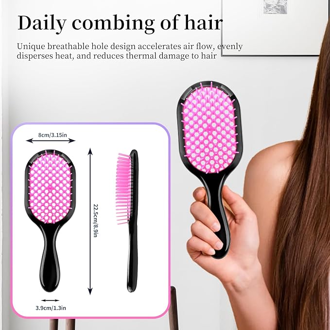 Detangling Brush,2 Pack Detangler Brush, Gentle & Effective Detangling on Wet or Dry Fragile Hair Types,Ultra-light, Detangling Brsuh ventilated and antistatic hairbrush (Pink+blue)