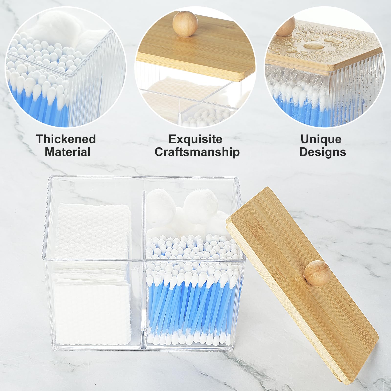 KIMCHOMERSE Qtips Holder Storage, Bathroom Cotton Balls Holder