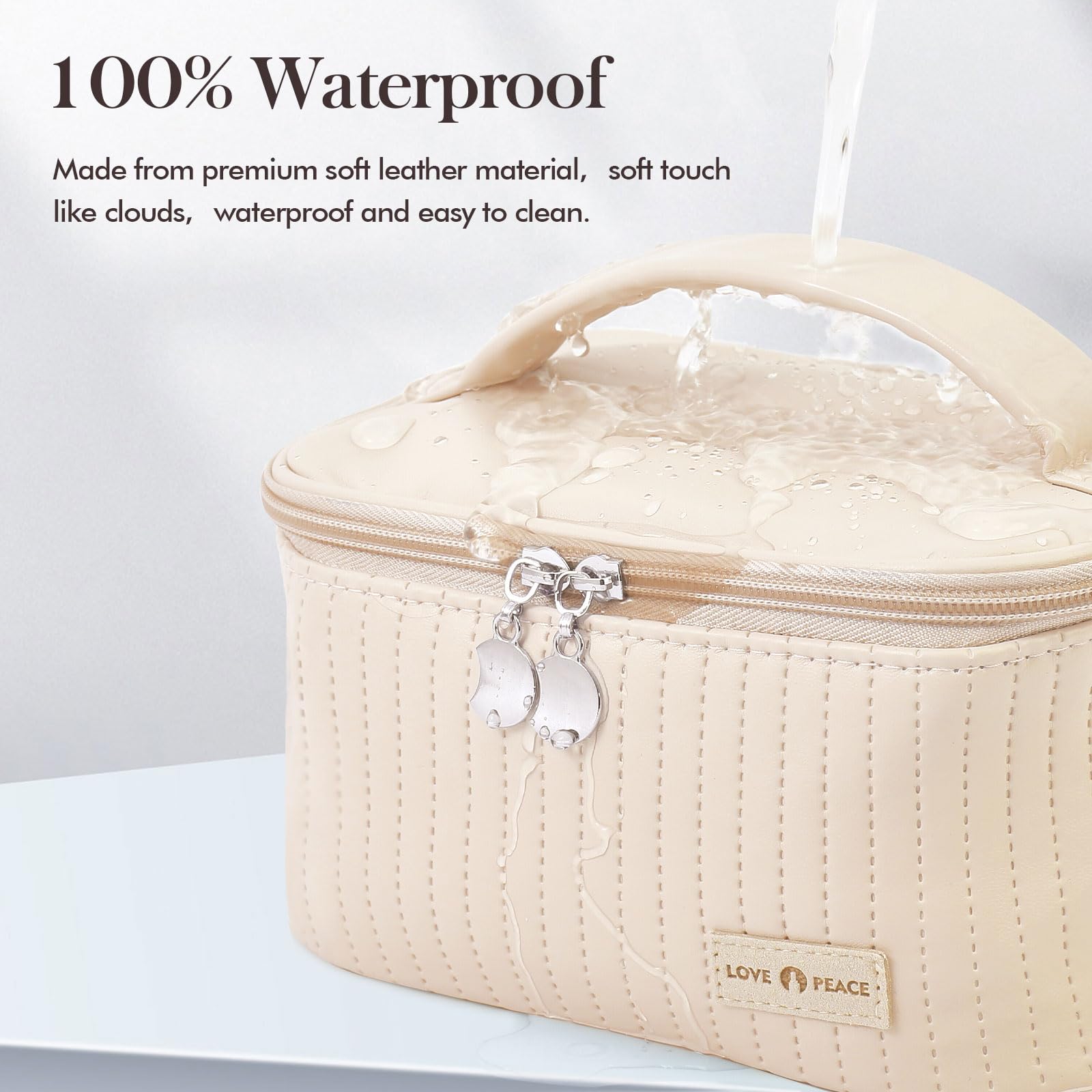 Yuilgdo Makeup Bag Travel Cosmetic Bag, Large Capacity Makeup Organizer Bag and Storage, Portable PU Leather Pouch Toiletry Bag Make up Organizer, Cosmetic Bags for Women