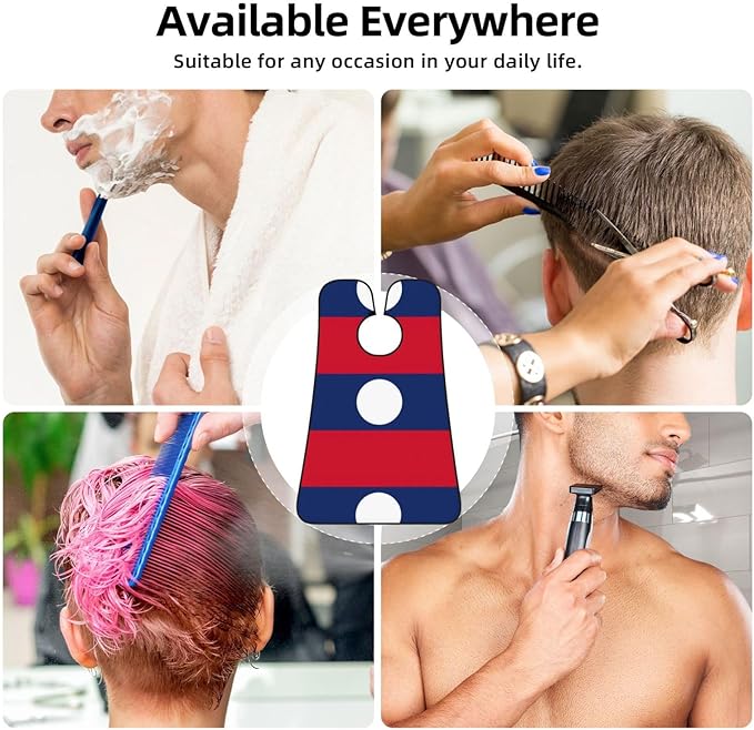 Flag Of Laos Print Beard Bib Apron For Men, Beard Hair Catcher For Men Shaving Trimming,Beard Cape Cloth