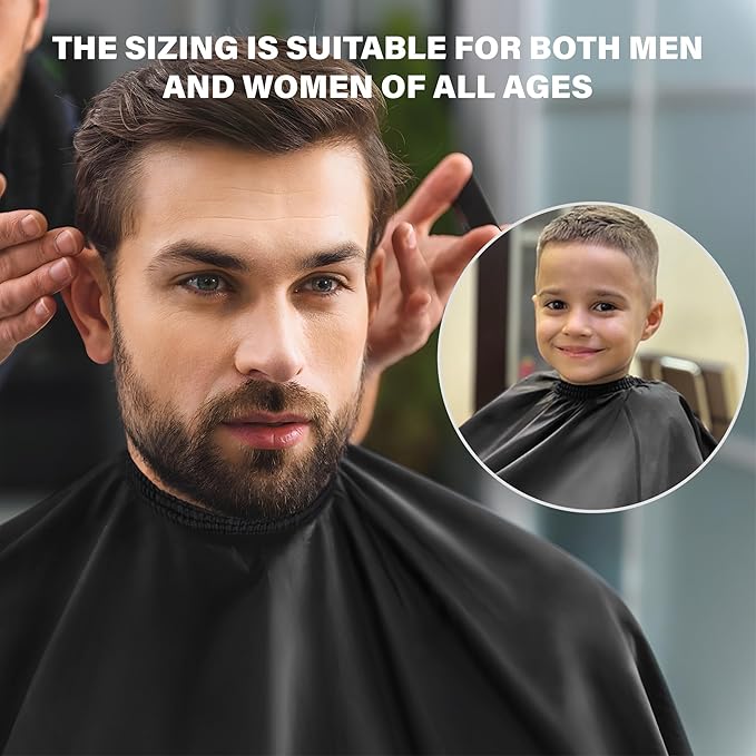 64" x 56" Waterproof Barber Cape for Men – Adjustable Neck Salon Cape – Professional Haircut Supplies