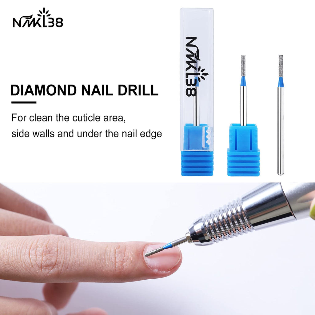 NMKL38 Diamond Bit Small Barrel Shape Electric Nail Drill File Cuticle Cleaner Tool for Rotary Nail Drill Machine Manicure Pedicure Polishing Kit (Medium 1.6x8)