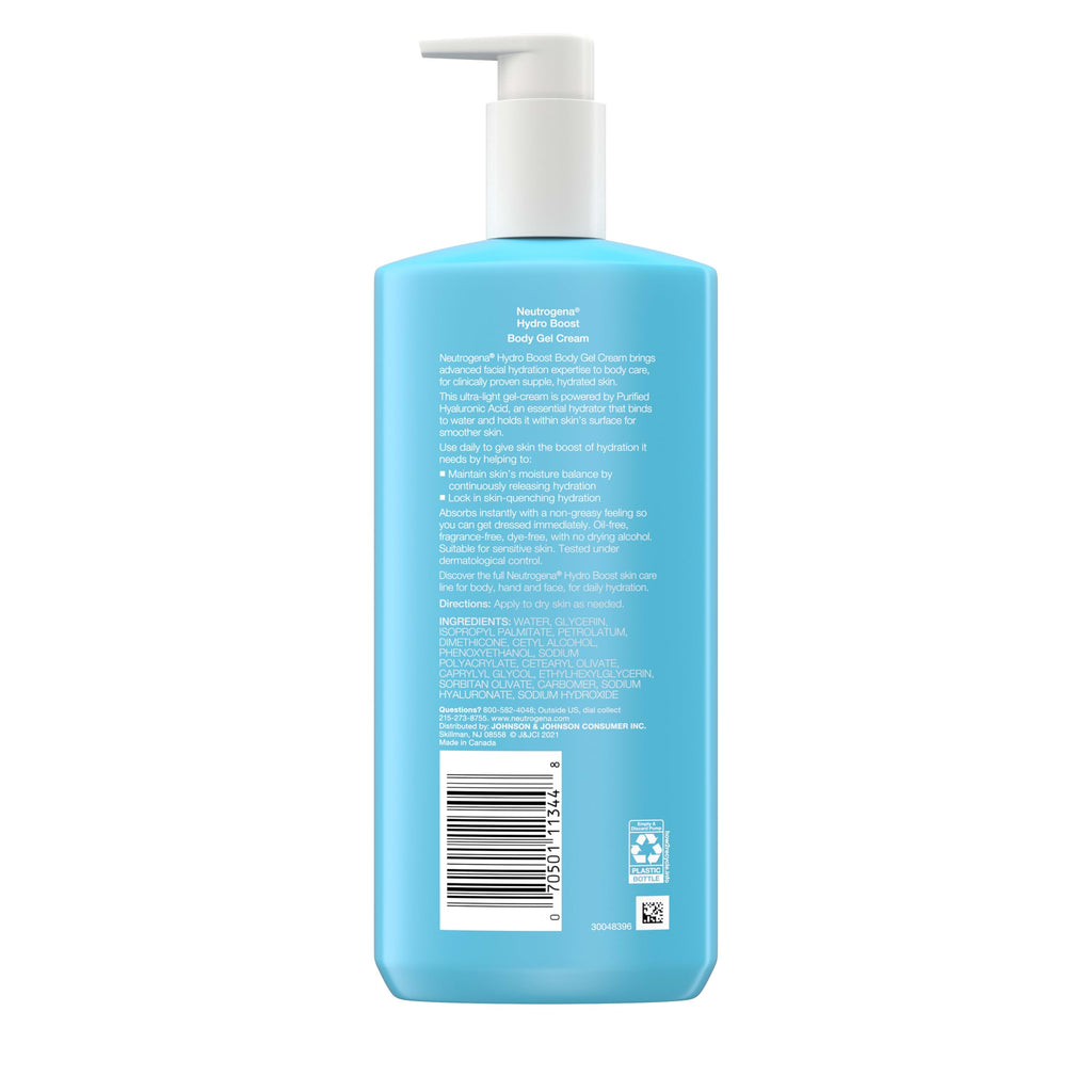 Neutrogena Hydro Boost Body Gel Cream, Fragrance Free, 2 x 16 oz