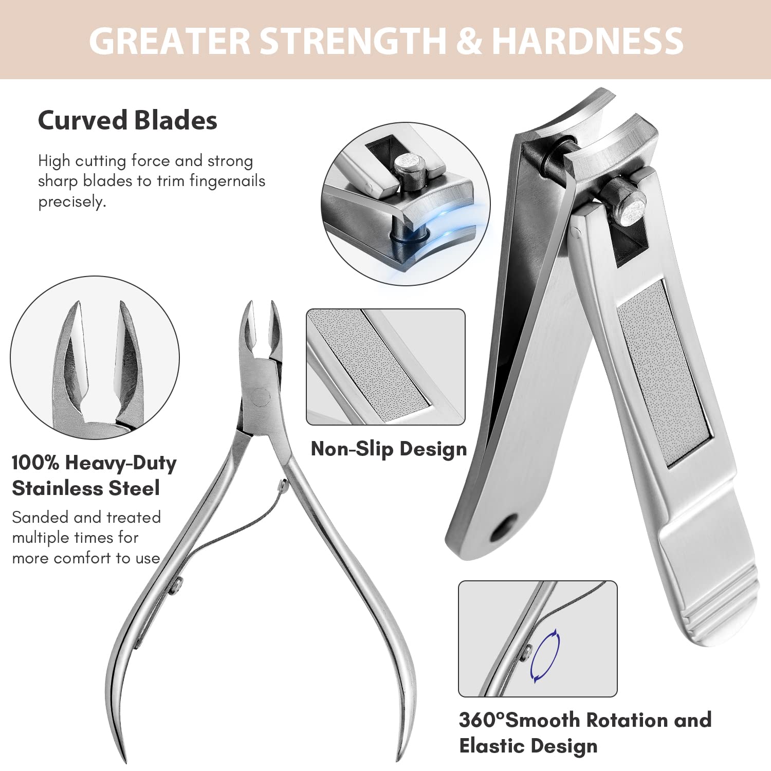 FAMILIFE Stainless Steel Manicure Set 11-in-1 Professional Nail Clipper Kit
