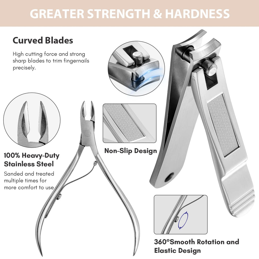 FAMILIFE Stainless Steel Manicure Set 11-in-1 Professional Nail Clipper Kit