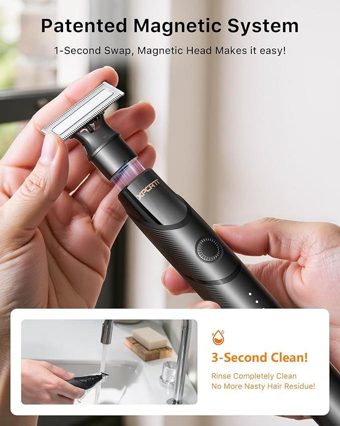 [2026 Upgraded] Beard & Nose Hair Trimmer Kit, [All-in-One] 12 in 1 Rotating Comb, Travel Body Hair Electric Shaver for Men, USB-C Fast Charging, Painless Razor Waterproof Wet/Dry, Black(Pack)