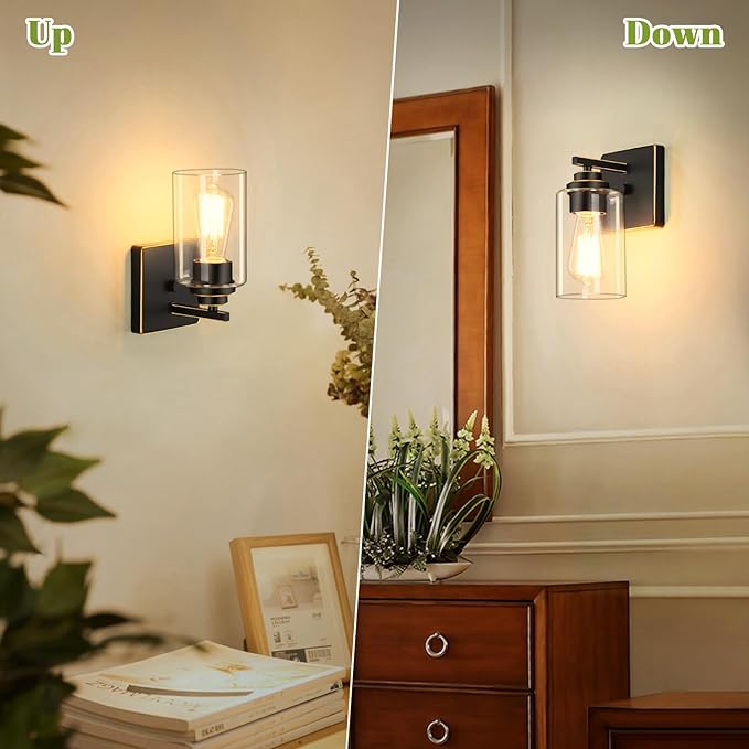 Set of 2 Wall Sconces for Bathroom, Modern Vanity Light Fixtures, Bronze