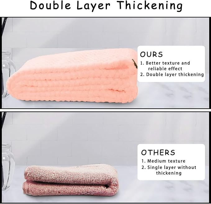 3 Pack Microfiber Hair Towel Wrap for Women, Fast Drying Hair Turban with Button, Anti-Frizz Large Hair Towel for All Hair Styles, Soft & Absorbent Hair Drying Towel