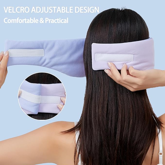 Vettres Reversible Warm & Cool Sleep Mask Wrap-Around Blackout Eye Masks for Side Sleepers Adjustable Unisex Eye Cover for Travel Office & Rest Purple