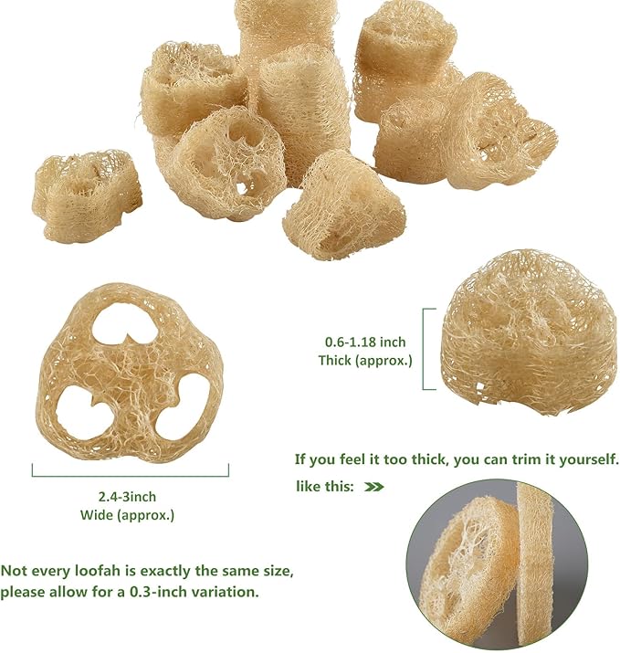FRTIM Natural Loofah Sponge, Organic Loofah Slices for Soap Making, 20 Pack