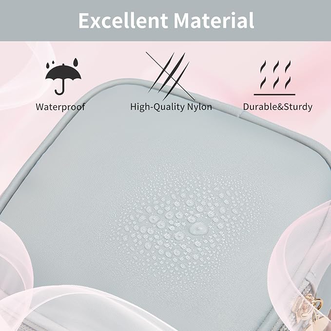 XIAOLER Small Makeup Pouch, Double Zipper Cosmetic Bag, Travel Makeup Bag, Cute Makeup Bag for Purse, Mini Toiletry Bag (Silver)