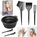 ROOHUA 8 Pcs Hair Coloring Kit - Professional Hair Dye Tools for Home Salon Use with Bowl, Brush, Comb, Clips, Gloves & Shower Cap - Reusable Supplies (8, Black)