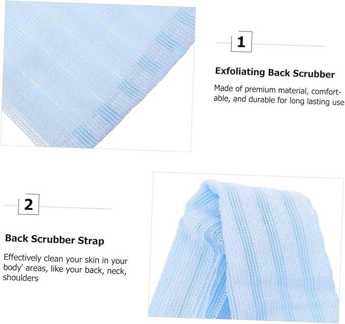 VICASKY Portable Back Scrubber Towel Exfoliating Dual-Sided Bath Wash Cloth for Body Cleaning Straps for Comfortable Massage for Daily Use