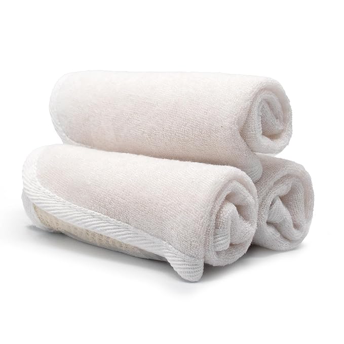 PARADISO Evriholder Soft-Weave Exfoliating Wash Cloths Dual-Textured for Face and Body, Pack of 3, White