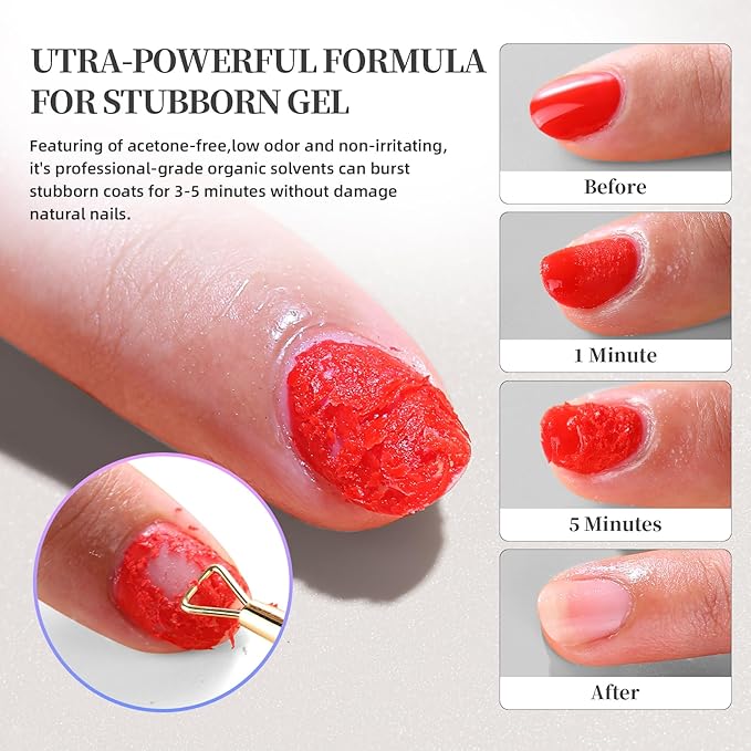Gel Polish Remover, Cuticle Oil for Nails (10ml) & Pro-Tools, Fast-Acting Gel Nail Remover (15ml) Works in 2-5 Mins, No Soak for Salon-Quality At-Home Manicure, Gentle Formula with Moisturizing Care
