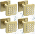 Brushed Gold Square Shower Body Spray Jets with Flow Control and Swivel - Solid Brass Adjustable Water Massage Jets, Wall-Mounted Concealed