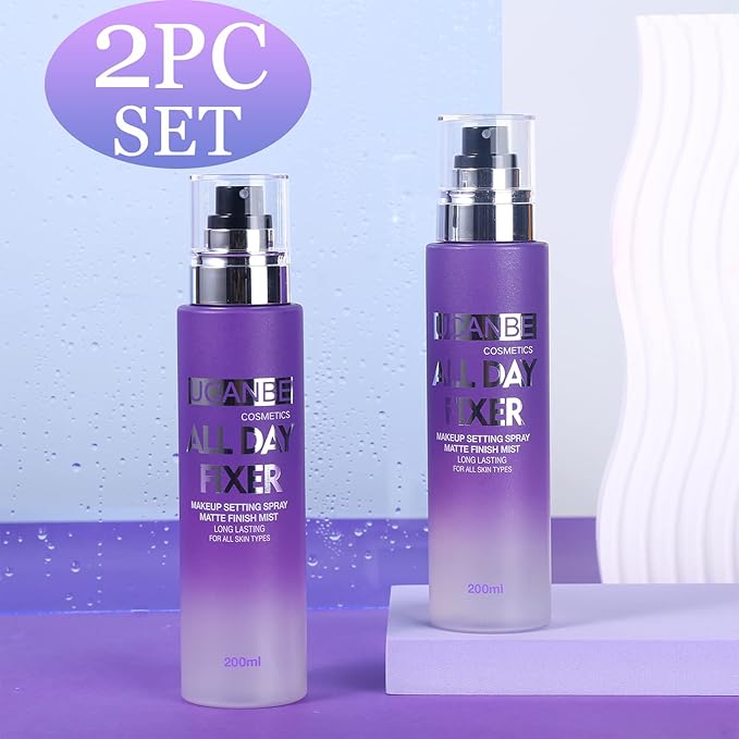 UCANBE Makeup Setting Spray - 2PC Set Matte Finishing Spray, Long Lasting Oil Control Make Up Spray, Lightweight Setting Mist for Matte Makeup Look