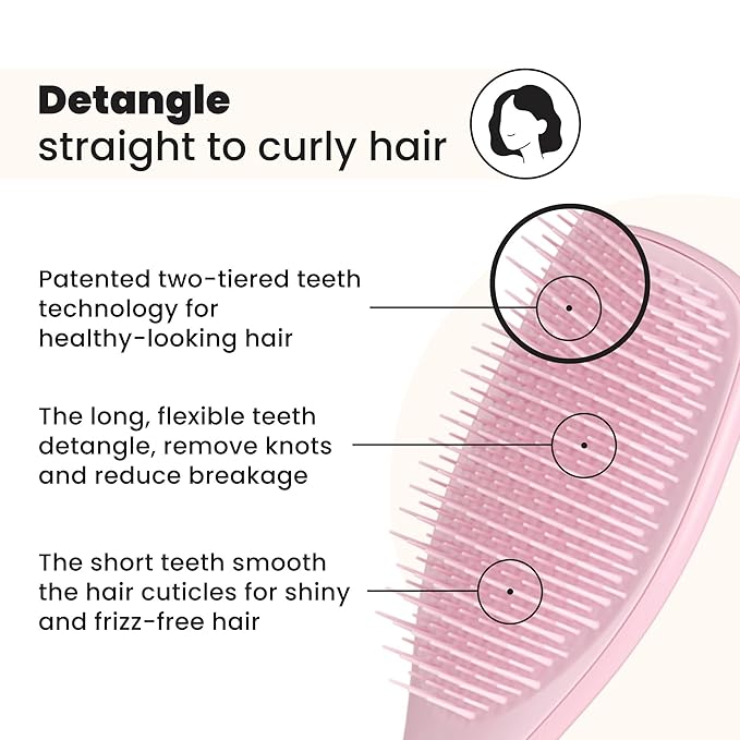 Tangle Teezer Ultimate Detangler Brush, Straight to Wavy, Millennial Pink