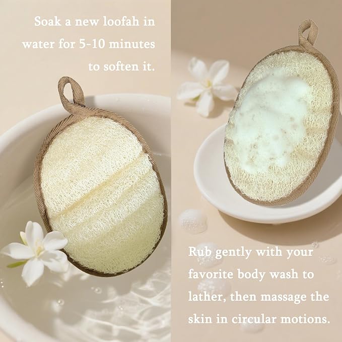 ReedChaCha Natural Loofah Sponge, Eco-Friendly Egyptian Luffa Sponge