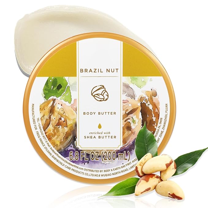 Princess Belle Brazil Nut Body Butter, Brazilian Body Butter Cream, Body Moisturizer for Dry Skin, Natural Shea Butter for Body Care, Deep Moisturizing and Softening-200ml(6.8 floz)