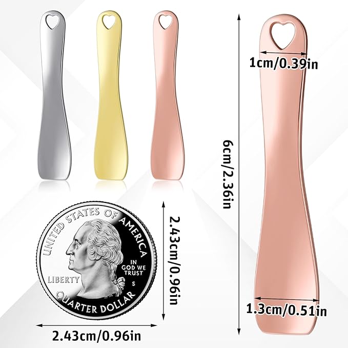 Hariendny 3 Pack Cosmetic Lotion Spatula Metal Makeup Spatula Face Cream Scoop Spatulas Mini Skin Care Spoon Reusable Applicator Tool for Face Mask Cream Lotions