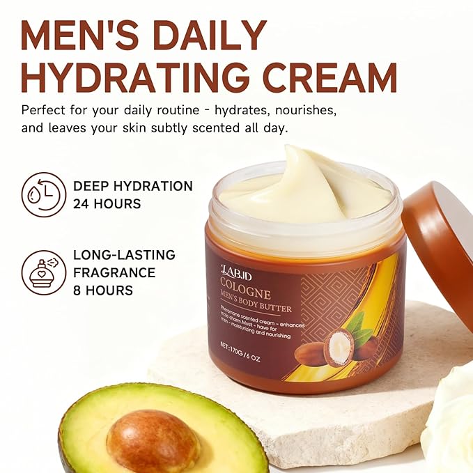 LABJD Cologne Body Butter for Men, 2 Pack Pheromone Scented Cream, Pheromone body butter for men,Hydrates and moisturizes to enhance attractiveness