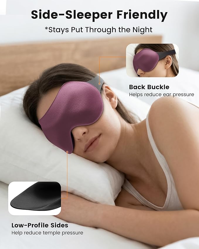 Sleep Masks for Women Men: True Blackout Eye Mask for Sleeping, 3D Contoured Zero Eye Pressure, Lash-Friendly (Blink Freely), Side Sleeper Comfort, Adjustable Strap Blindfold, Night Eye Cover