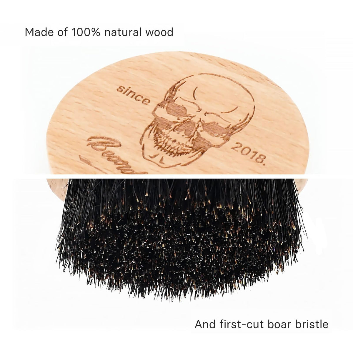 Menesia Small Round Beard Brush, Boar Bristle Wooden Brush for Travel