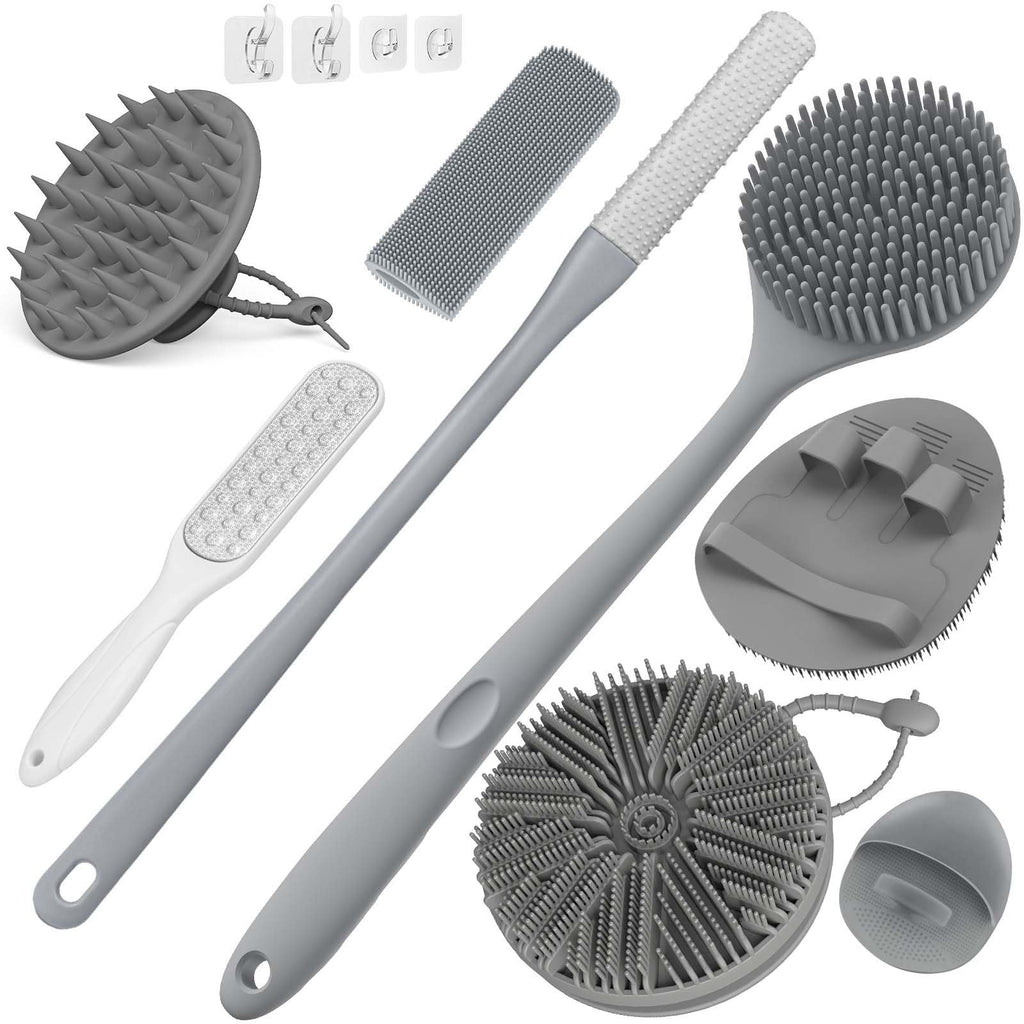 Manmihealth Silicone Body Scrubber Scalp & Toe Cleaning Brush Set 8PCS
